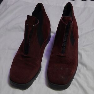 Elegant Burgundy Ankle Booties with Front Zipper